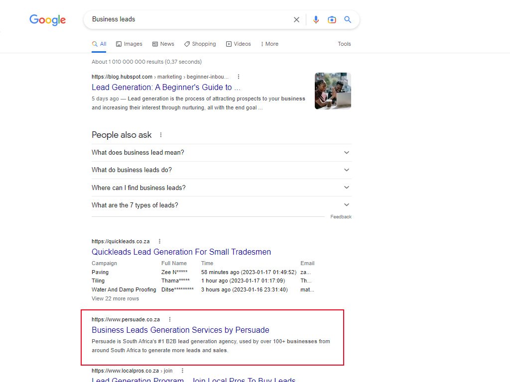 SEO Search Results