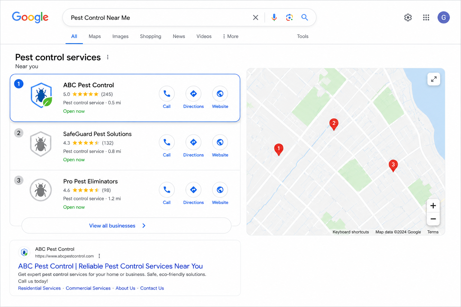 Pest control local SEO and Google Business Profile optimisation